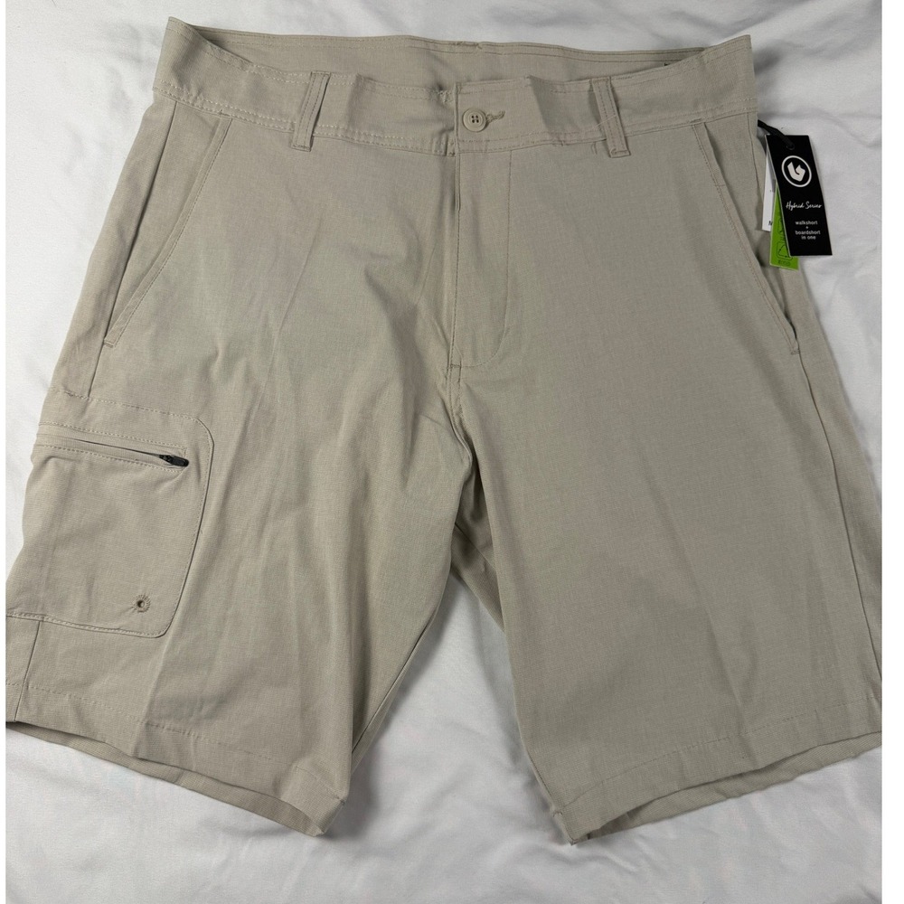 Burnside Mens Hybrid Series Shorts Khaki Tan Size 34 Boardshorts Walkshorts NWT